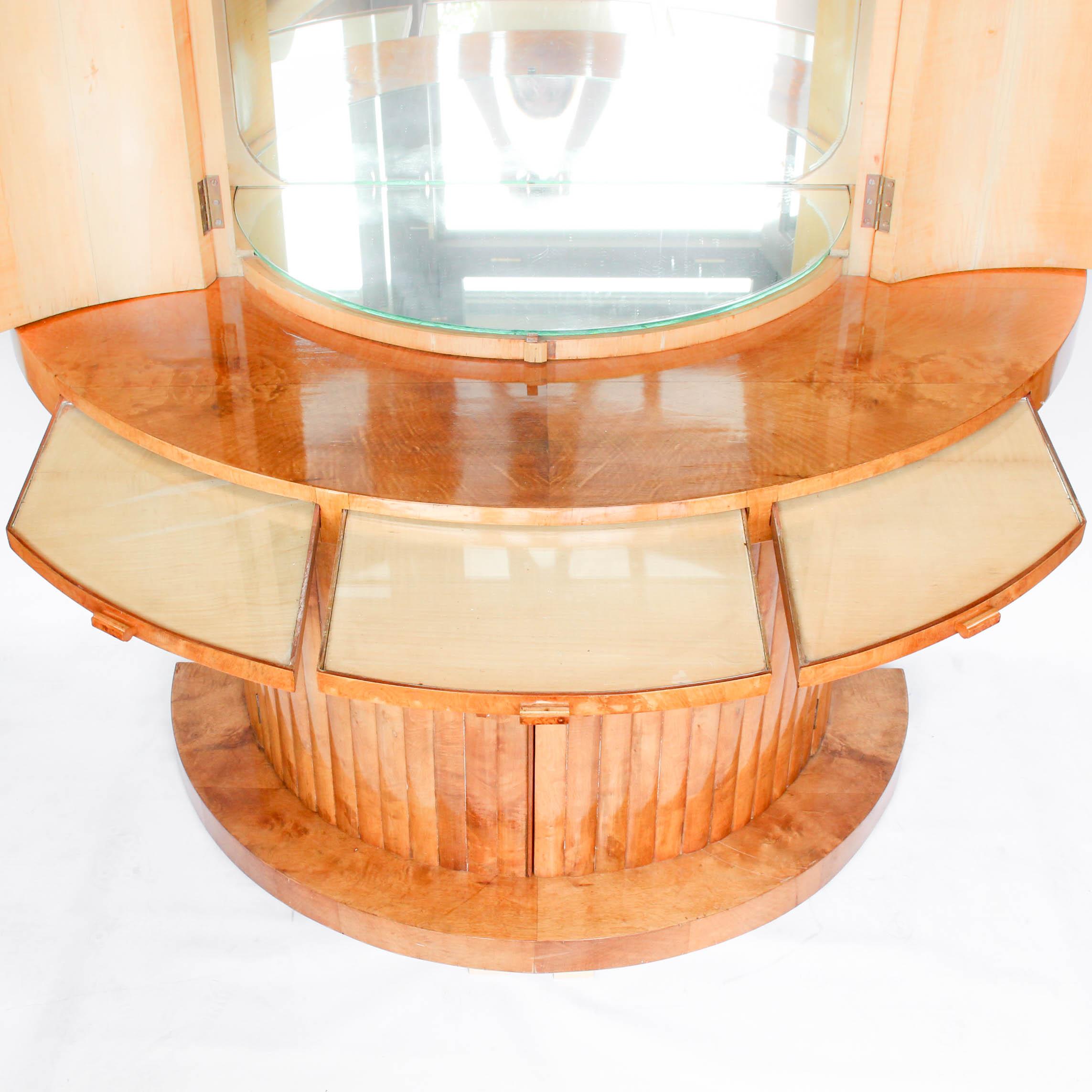 Mid-20th Century Art Deco Cocktail Cabinet Harry & Lou Epstein Burr Walnut Veneer Circa 1930