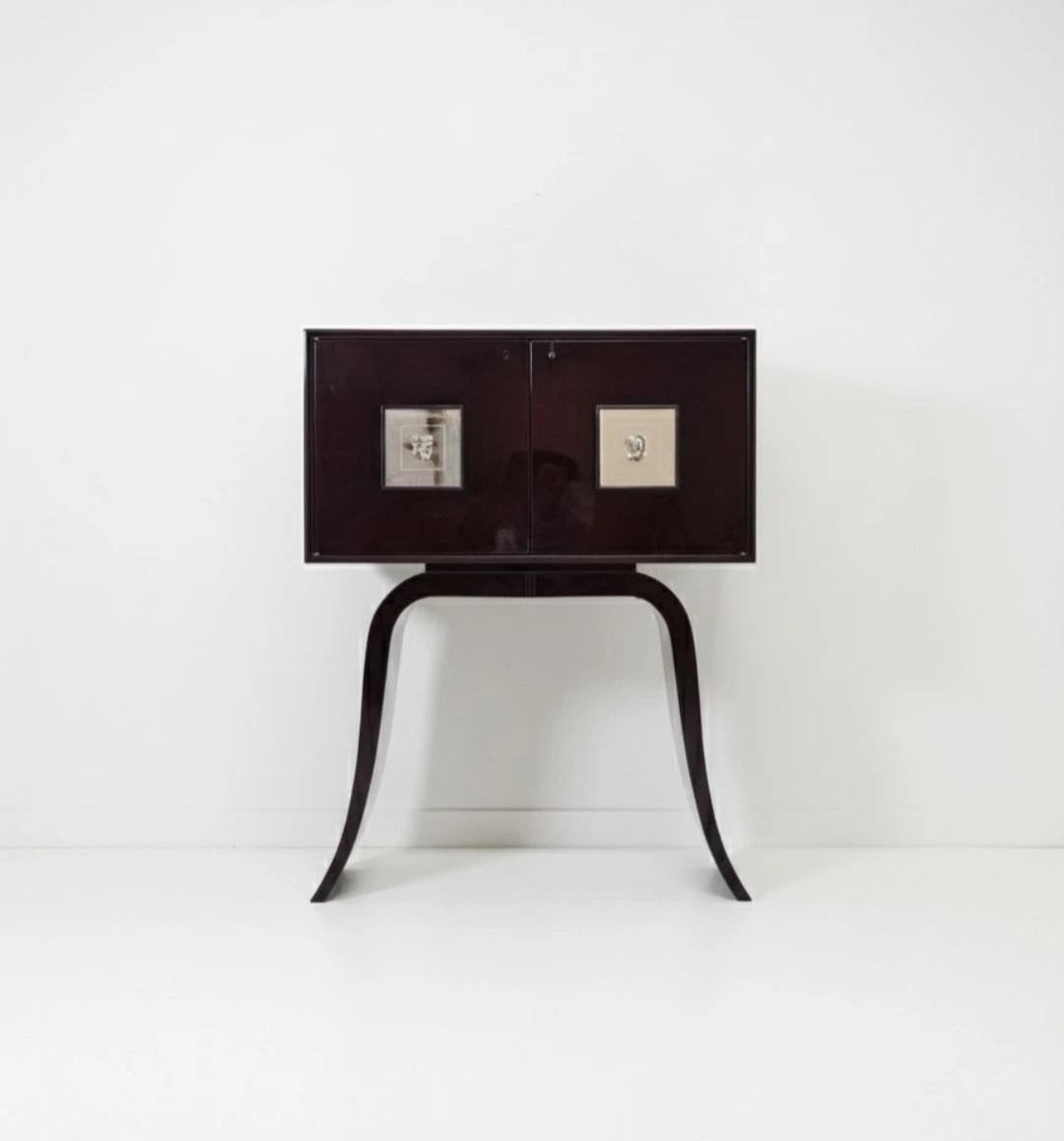 Art Deco Cocktail Kabinett Mitte des Jahrhunderts Italienisch in glänzendem Aubergine im Angebot 4