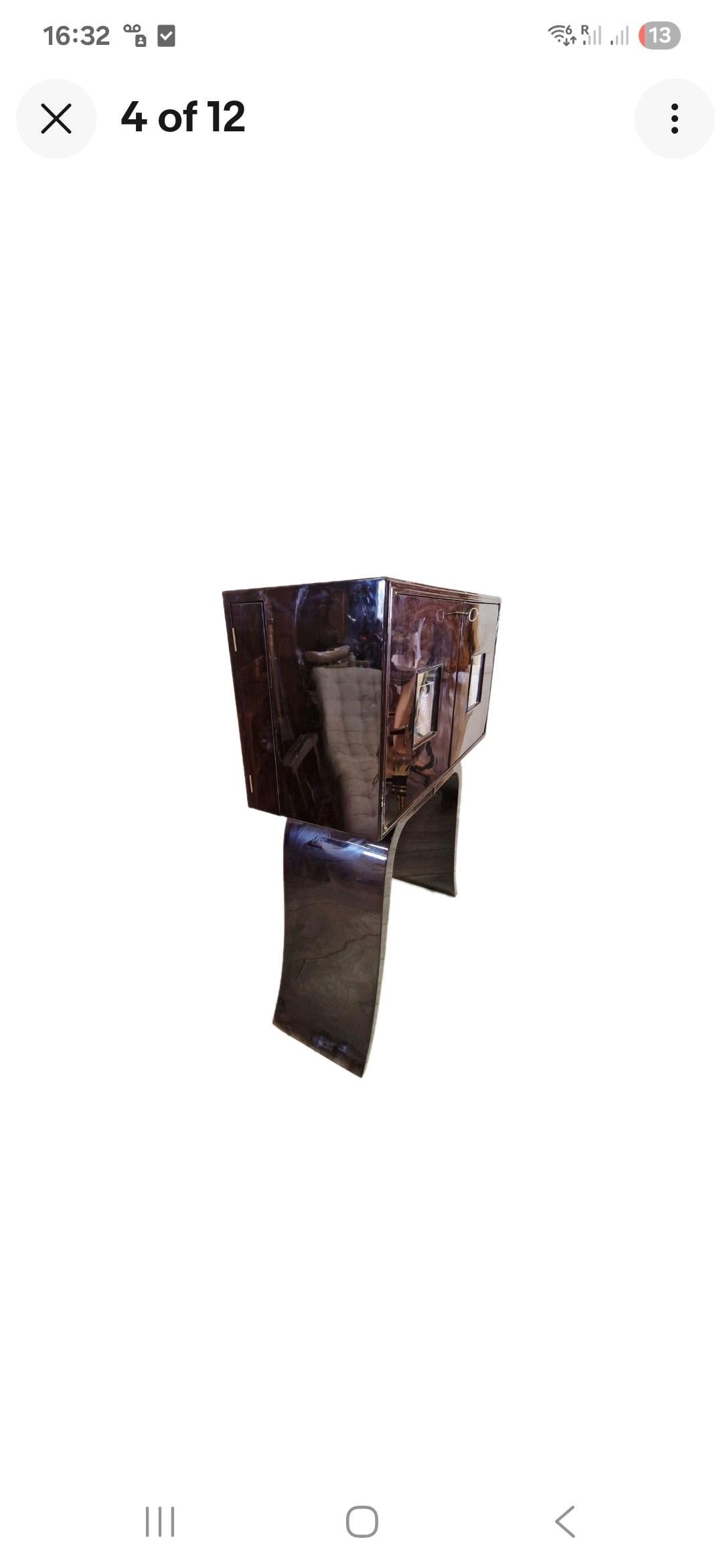 Art Deco Cocktail Kabinett Mitte des Jahrhunderts Italienisch in glänzendem Aubergine im Angebot 5