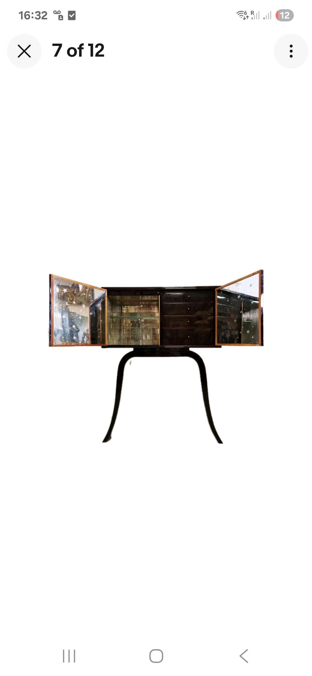 Art Deco Cocktail Kabinett Mitte des Jahrhunderts Italienisch in glänzendem Aubergine im Angebot 2