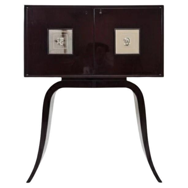 Cabinet da cocktail Art Deco del Medioevo italiano in melanzana lucida