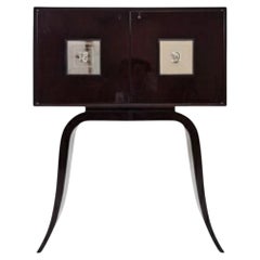 Art Deco Cocktail Cabinet Mid Century Italian in Glossy Aubergine