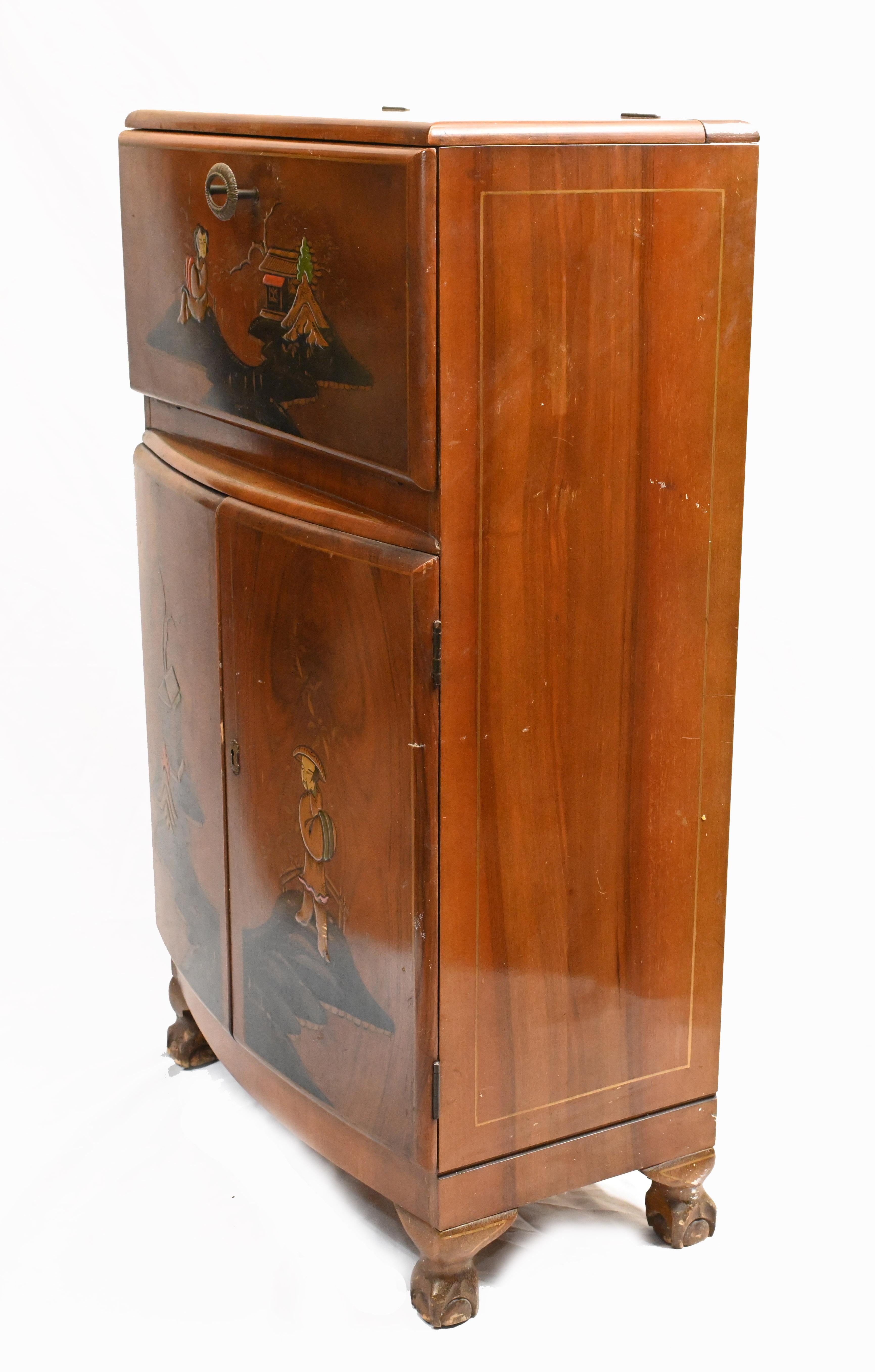 Art Deco Cocktail Cabinet Vintage 1920s Chinoiserie 6