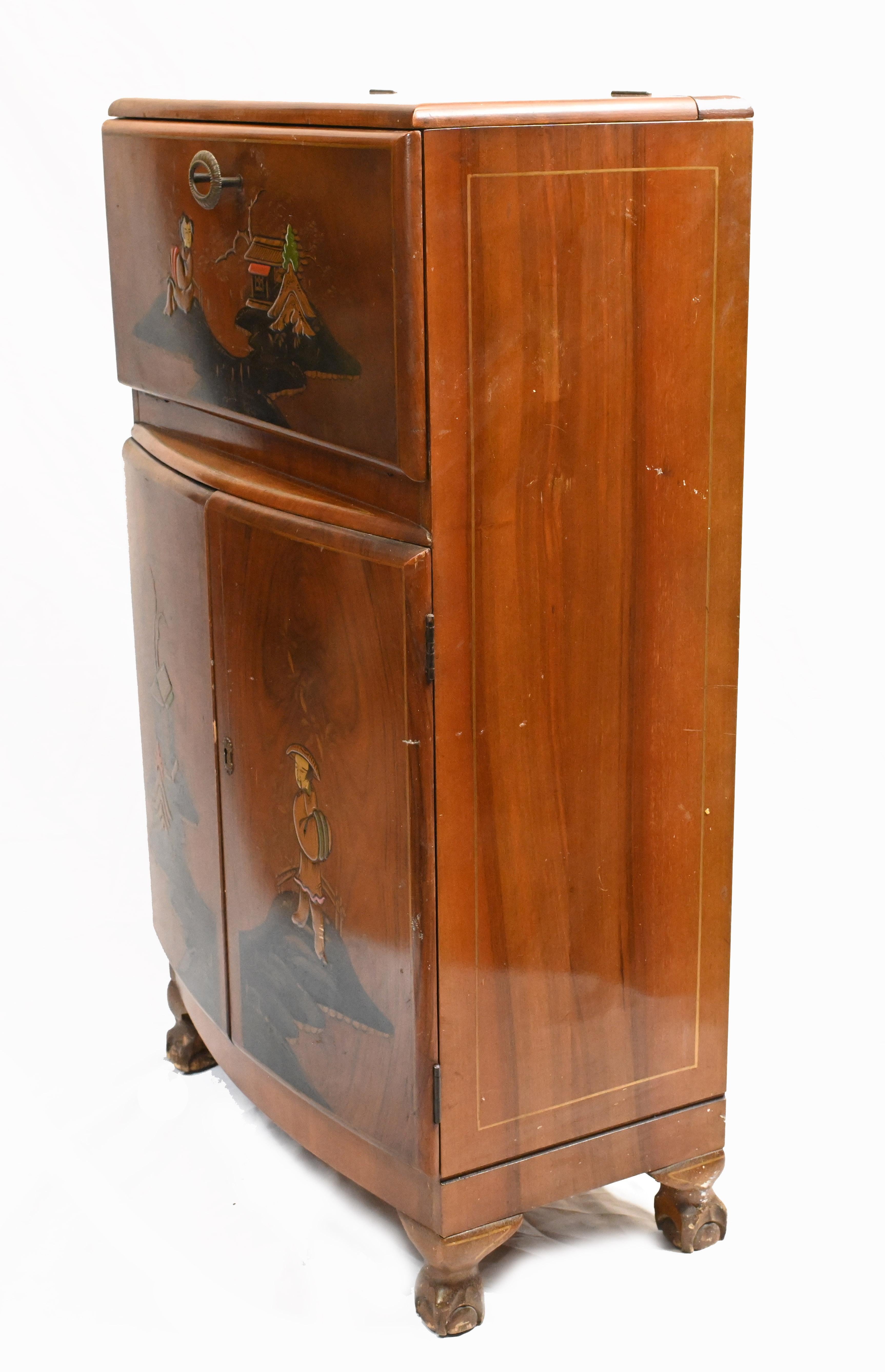 Art Deco Cocktail Cabinet Vintage 1920s Chinoiserie 7