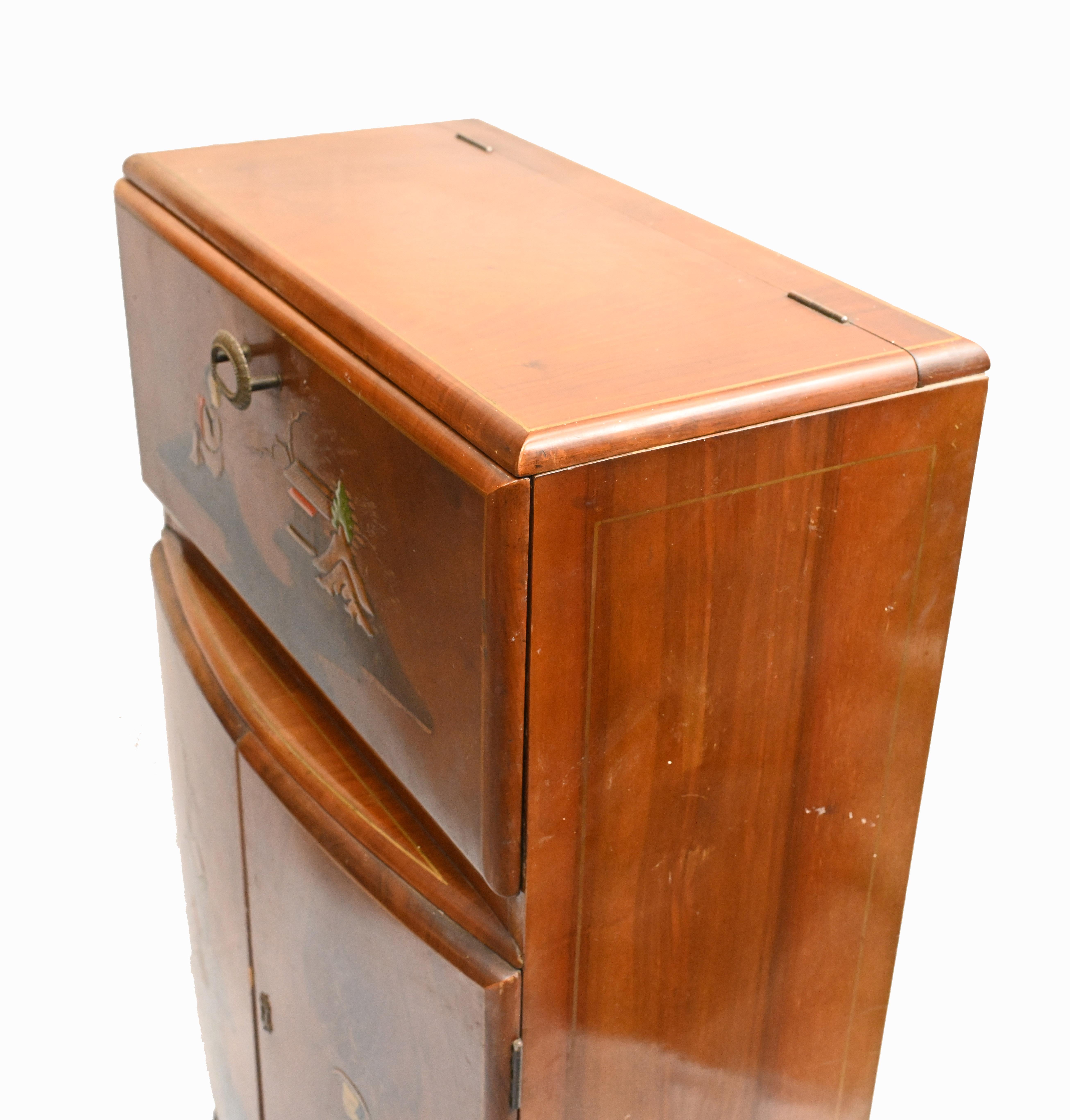 Art Deco Cocktail Cabinet Vintage 1920s Chinoiserie 8