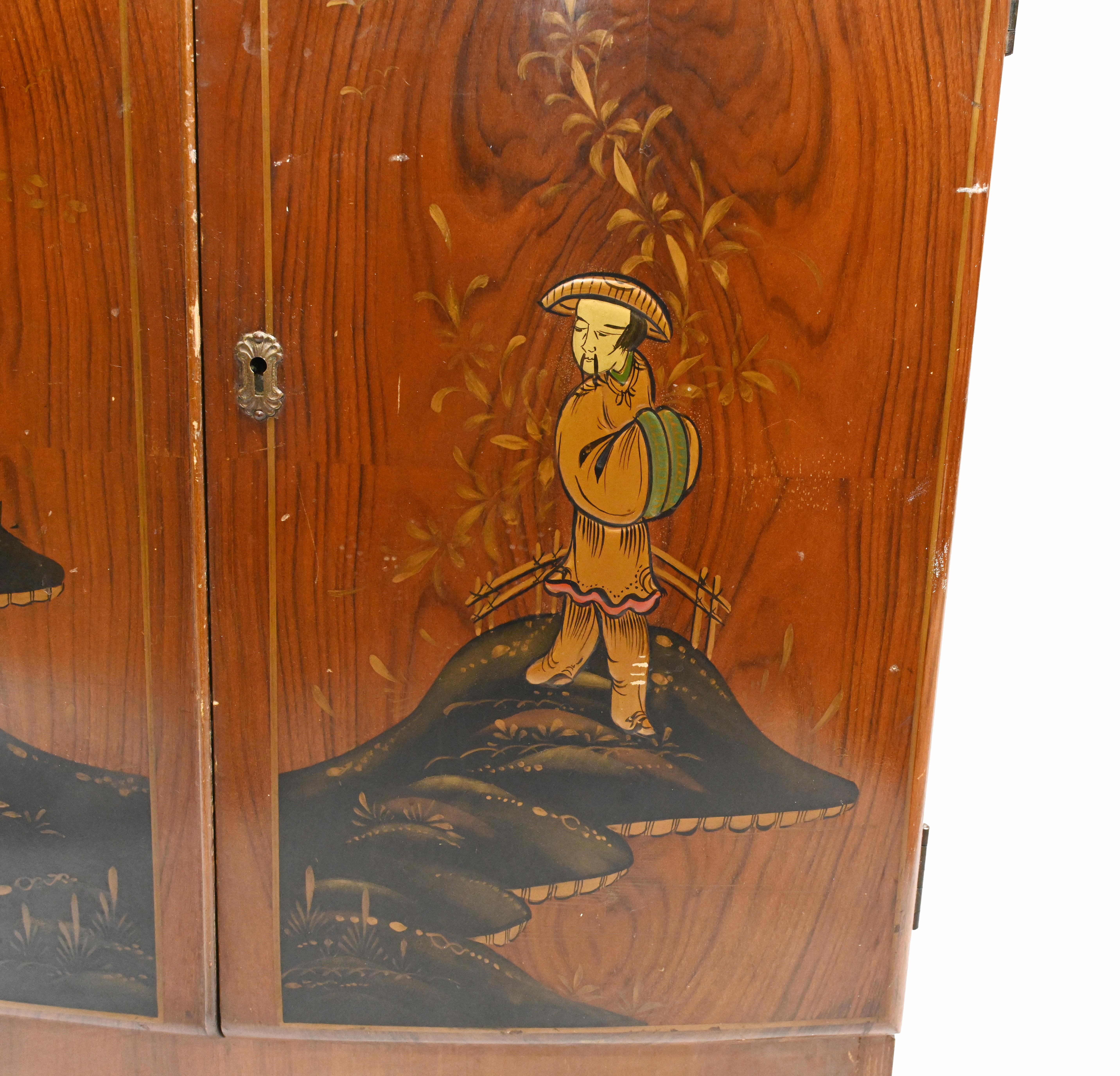 Art Deco Cocktail Cabinet Vintage 1920s Chinoiserie 2