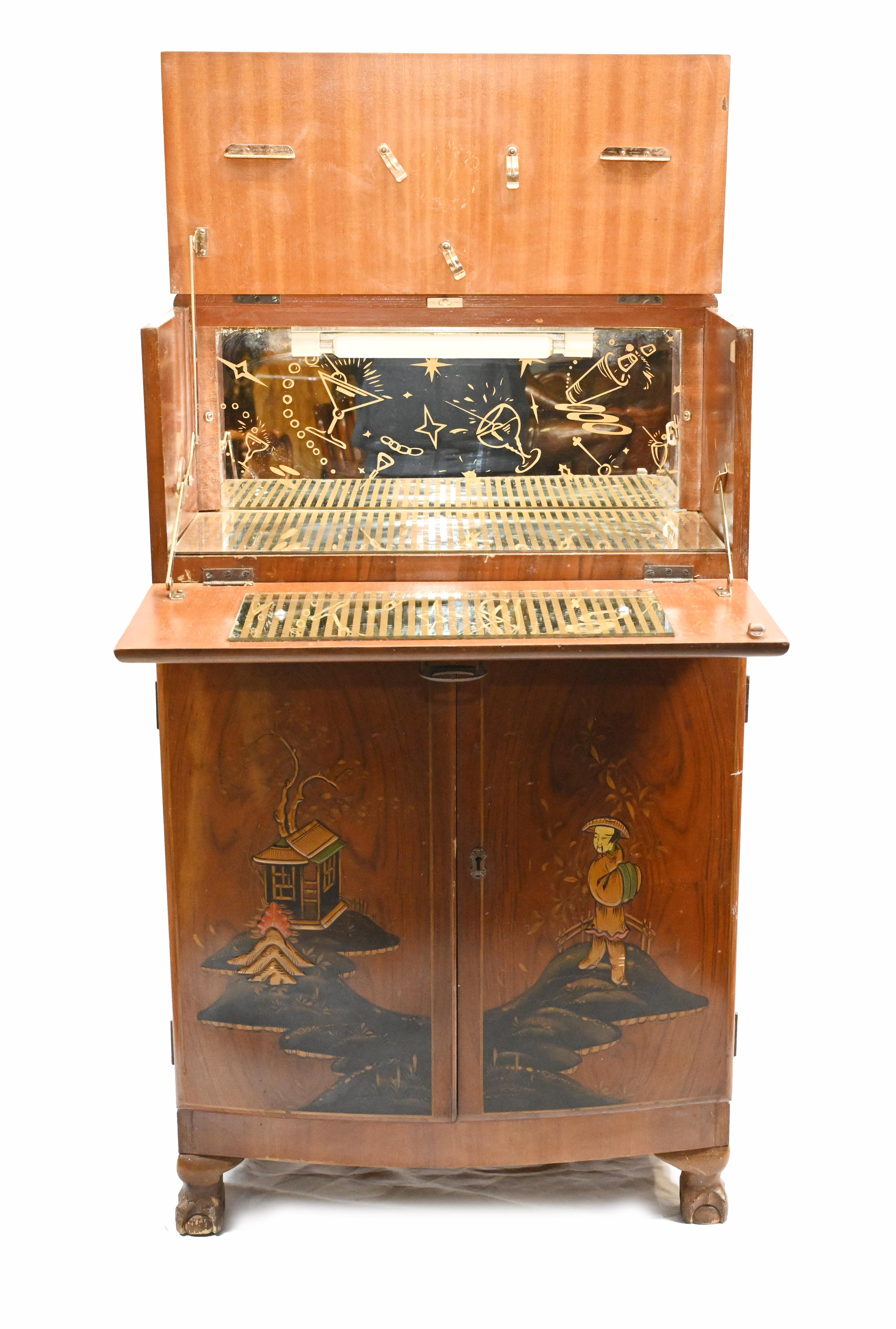 Art Deco Cocktail Cabinet Vintage 1920s Chinoiserie 4