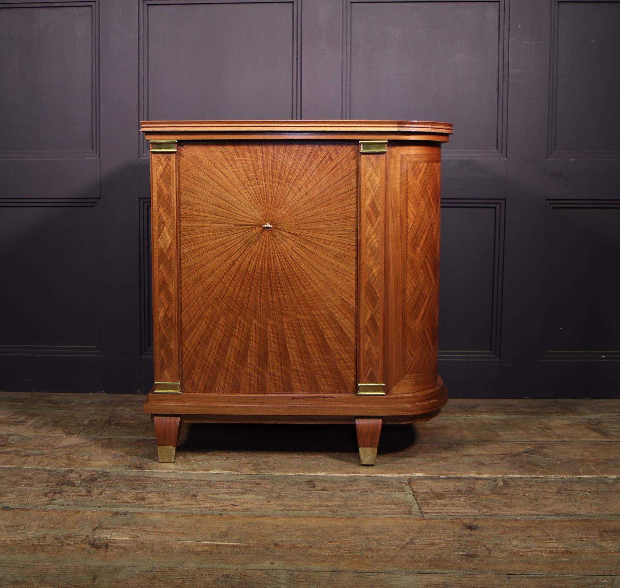 20th Century Art Deco Cocktail Cabinet Walnut Parquetry and Gilt Bronze Fittings