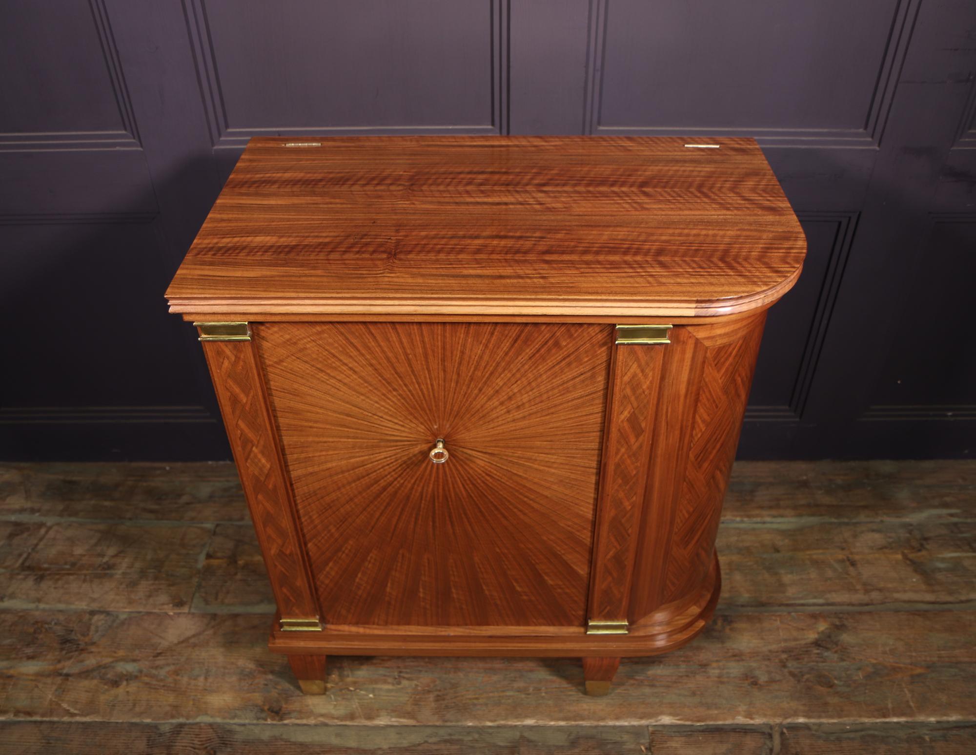 Art Deco Cocktail Cabinet Walnut Parquetry and Gilt Bronze Fittings 1