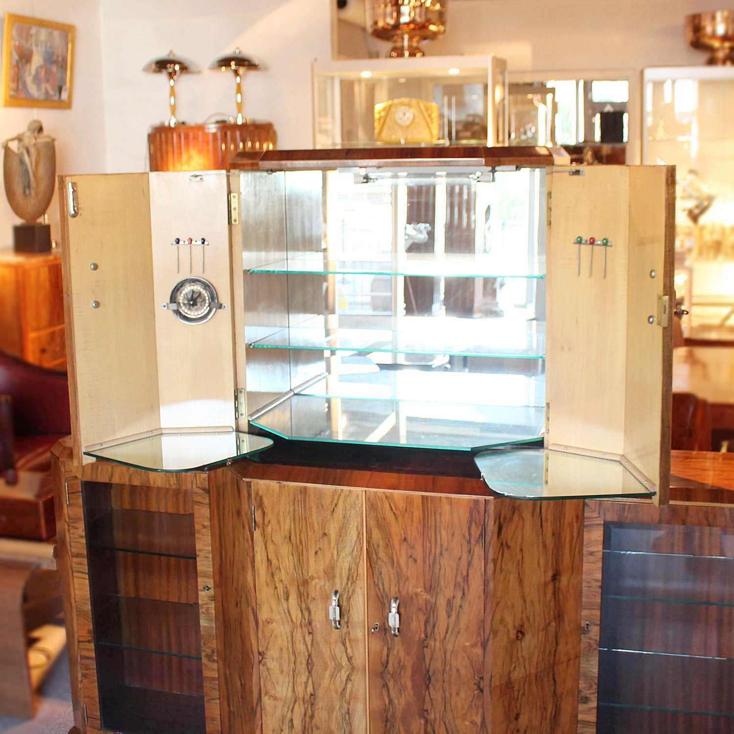 English Art Deco Cocktail Display Cabinet