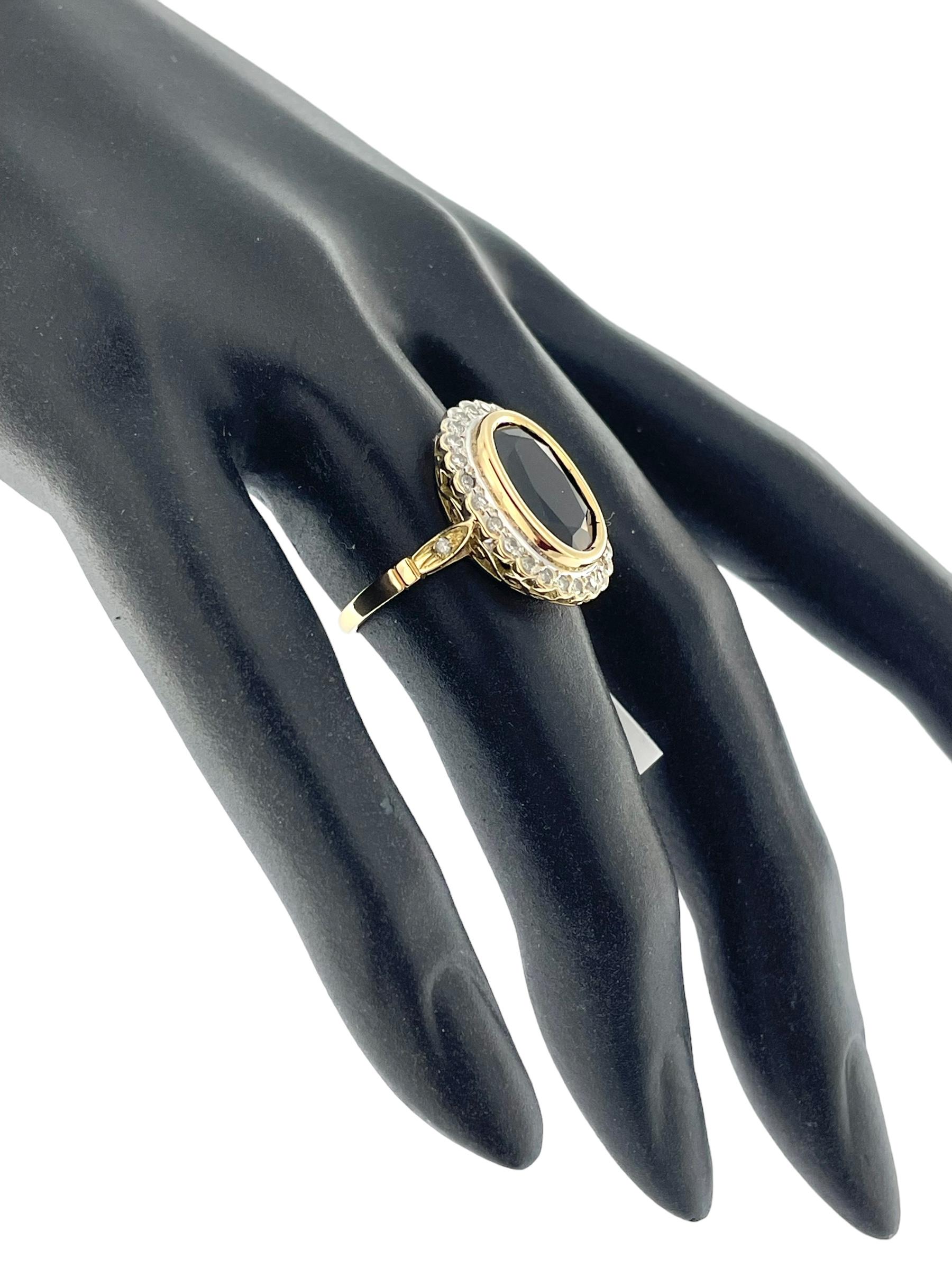 Art Deco Cocktail Gold Ring with 6.30ct Sapphire and Diamonds IGI Certified For Sale 1