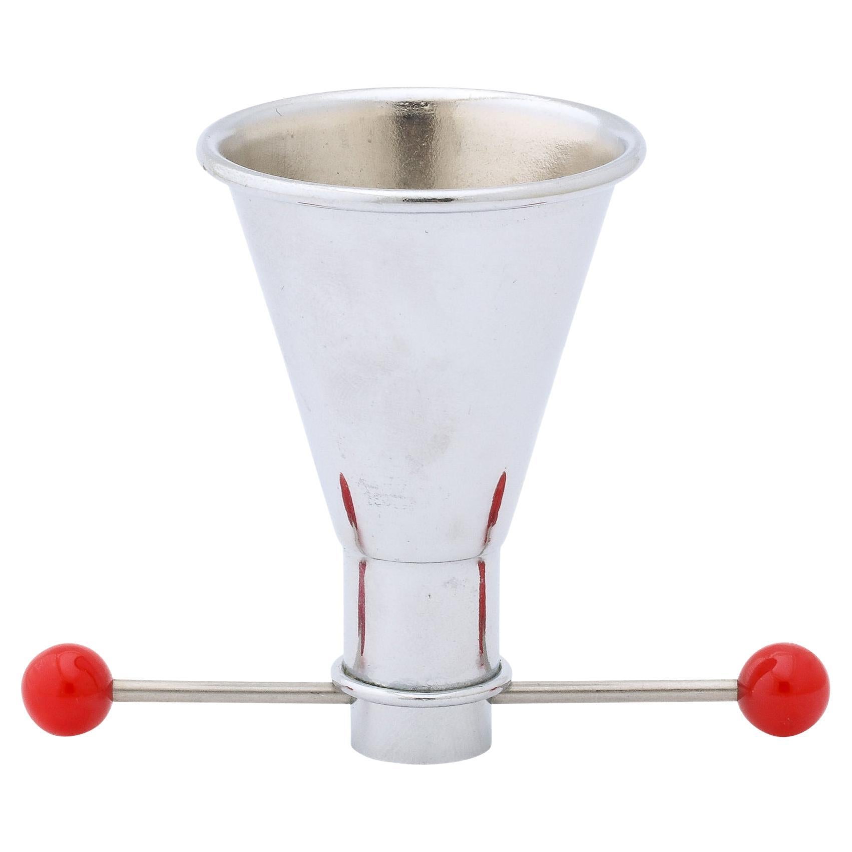Art Deco Cocktail Jigger in Chrome with Red Bakelite Detailing