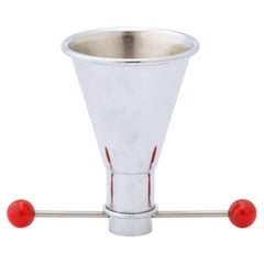 Art Deco Cocktail Jigger in Chrome with Red Bakelite Detailing