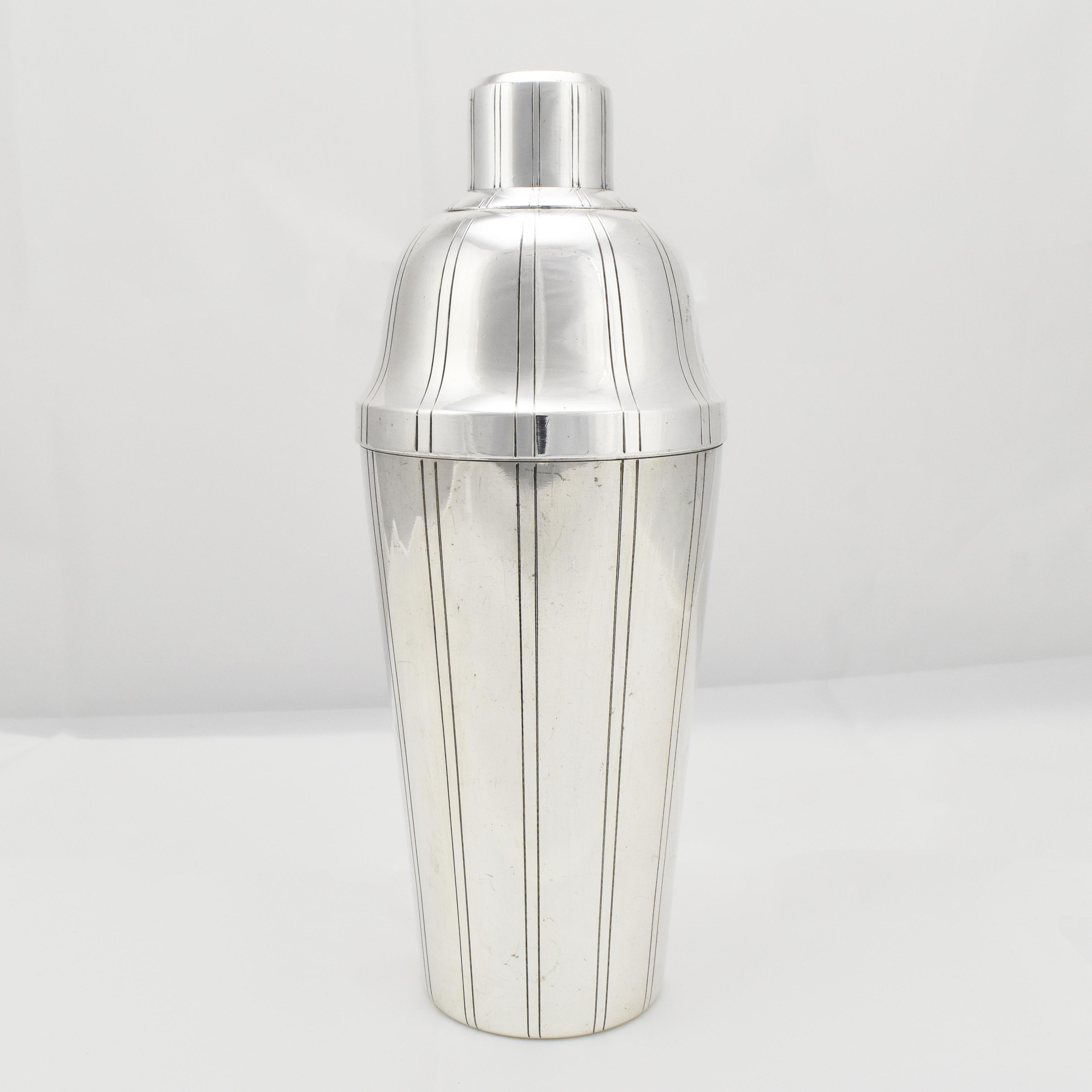 French Art Deco Cocktail Martini Shaker Silverplate by Boulenger For Sale