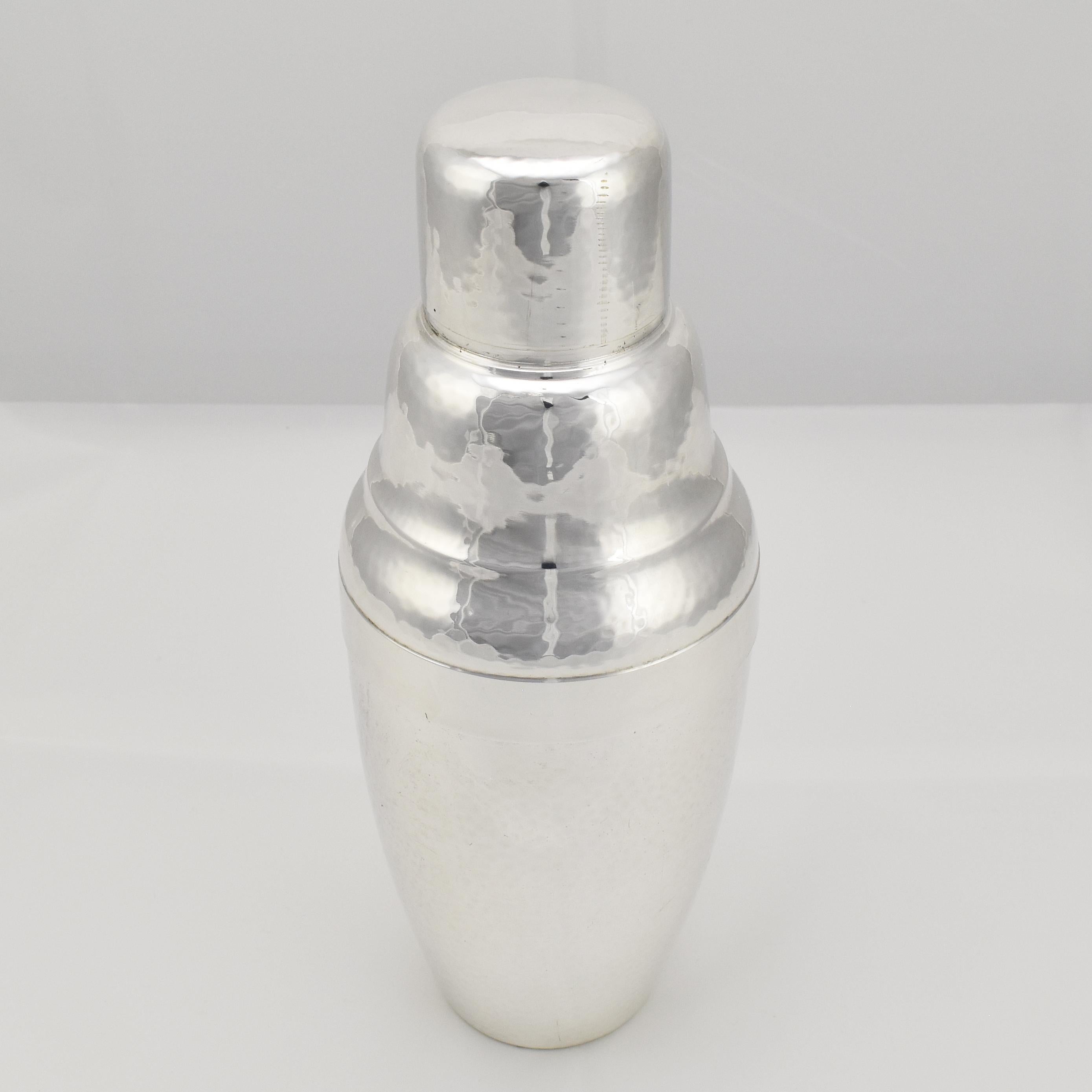 Silvered Art Deco Cocktail Martini Shaker Silverplate by OKE For Sale