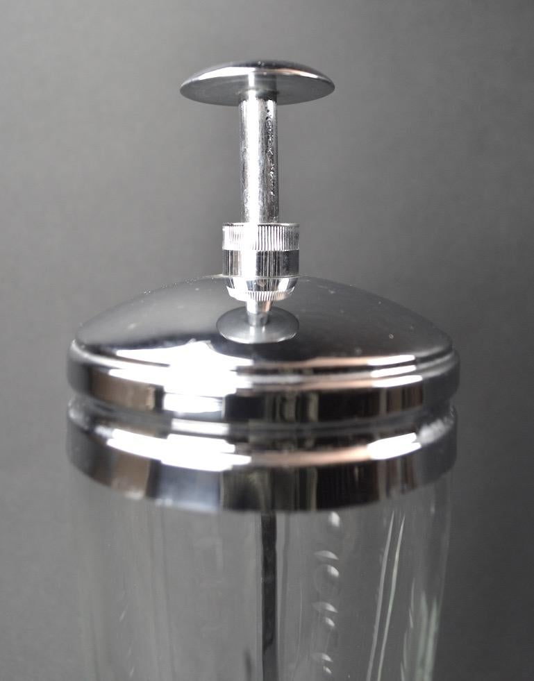 North American Art Deco Cocktail Mixer Shaker with Mechanical Plunger Style Stir Stick