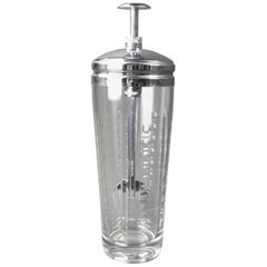 Retro Art Deco Cocktail Mixer Shaker with Mechanical Plunger Style Stir Stick