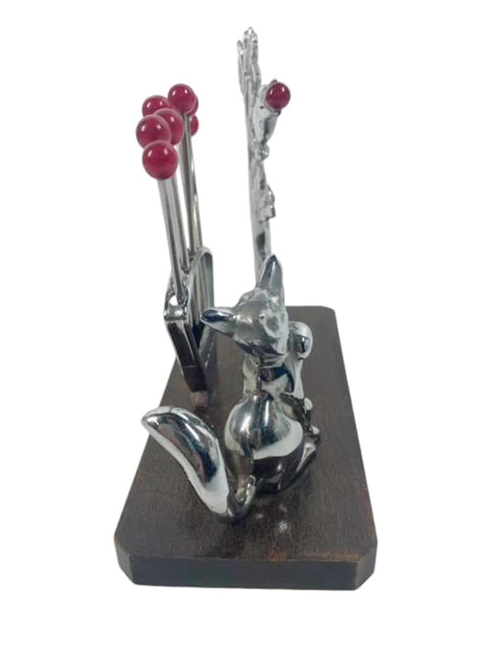 Art Deco Cocktail Pick Set Based on the Fable of The Fox and The Grapes In Good Condition For Sale In Chapel Hill, NC