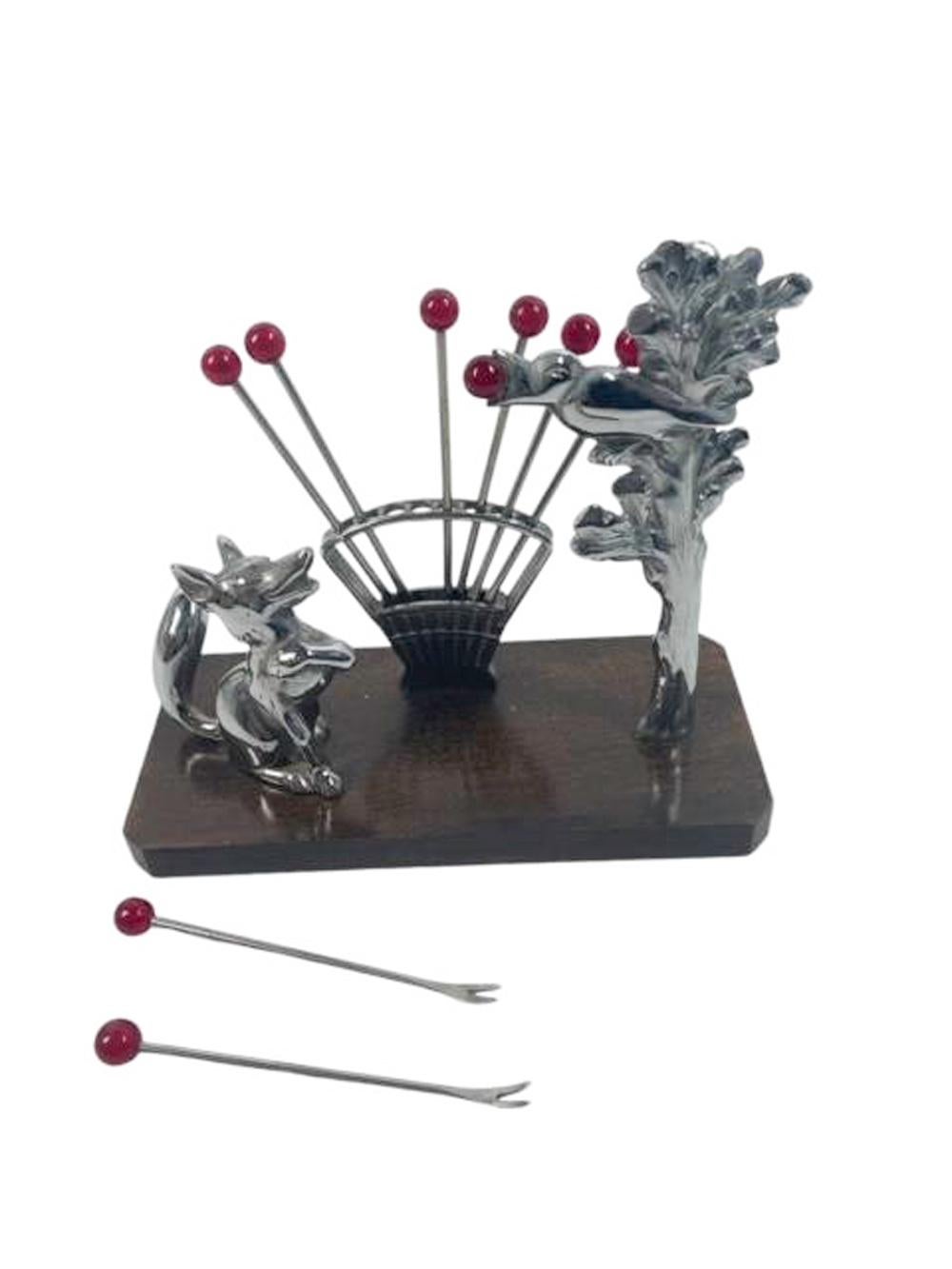 Art Deco Cocktail Pick Set Based on the Fable of The Fox and The Grapes For Sale 1