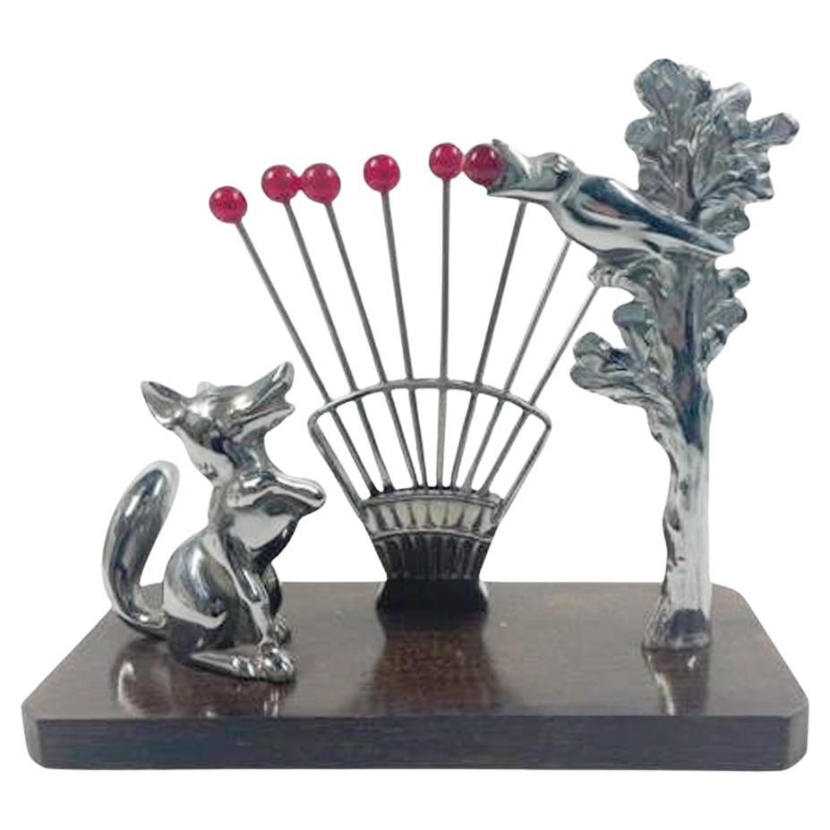 Art Deco Cocktail Pick Set Based on the Fable of The Fox and The Grapes For Sale