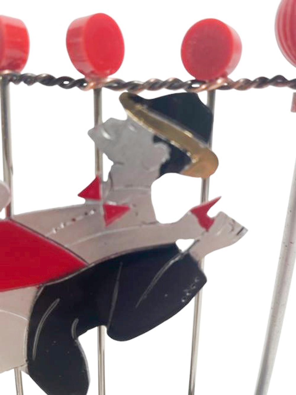 Francese Set di plettri da cocktail Art Deco con coppia che balla il Charleston di Sudre in vendita
