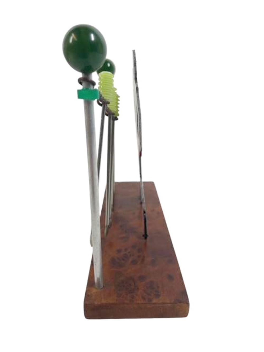 Art Deco Cocktail Pick Set with a Singer Playing a Concertina by Sudre For Sale 1