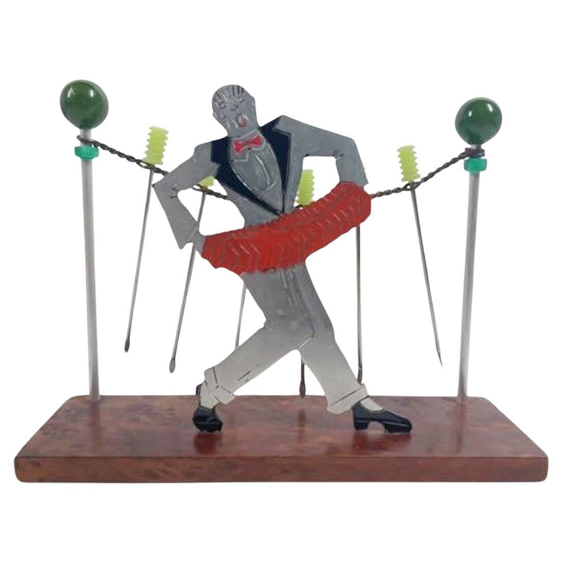 Set di plettri da cocktail Art Deco con cantante che suona una concertina di Sudre