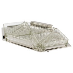 Vintage Art Deco Cocktail Set Chrome Tray with Serving Dishes