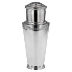Art Deco Cocktail Shaker by Keith Murray, Silver Plated, English, 1936
