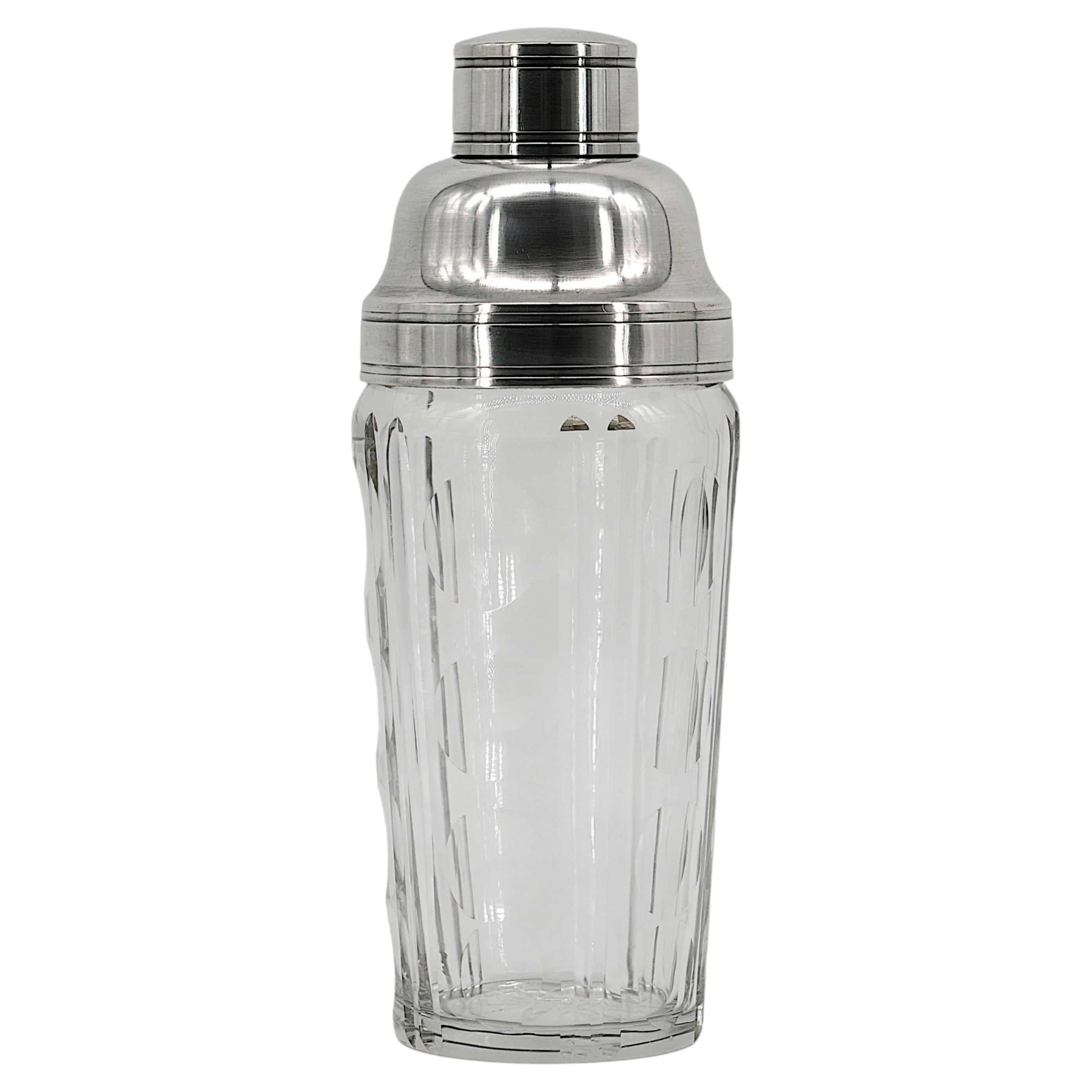 Art Deco Cocktail Shaker by Saglier Freres & Baccarat, France, 1920