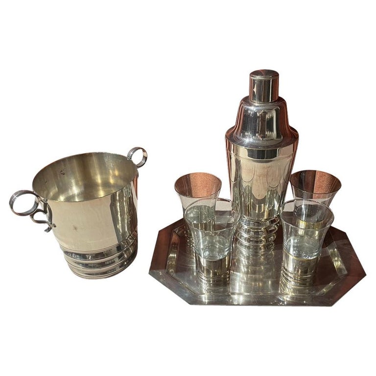 Art Deco Cocktail Mixer Shaker with Mechanical Plunger Style Stir