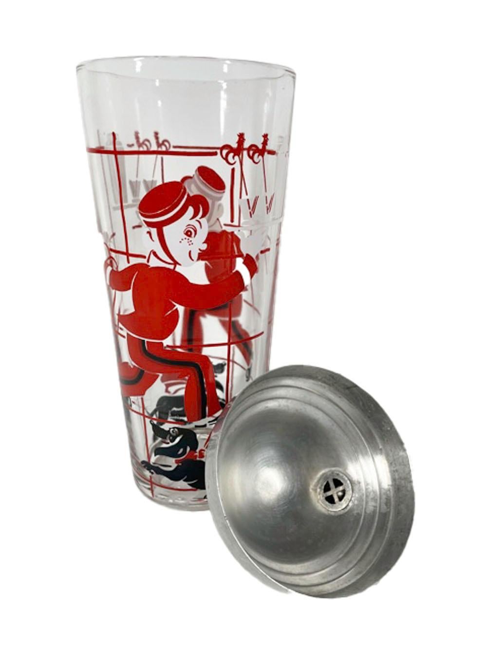 Art Deco Cocktail Shaker Set, Bellhop Walking a Dachshund and Carrying Cocktails In Good Condition In Nantucket, MA