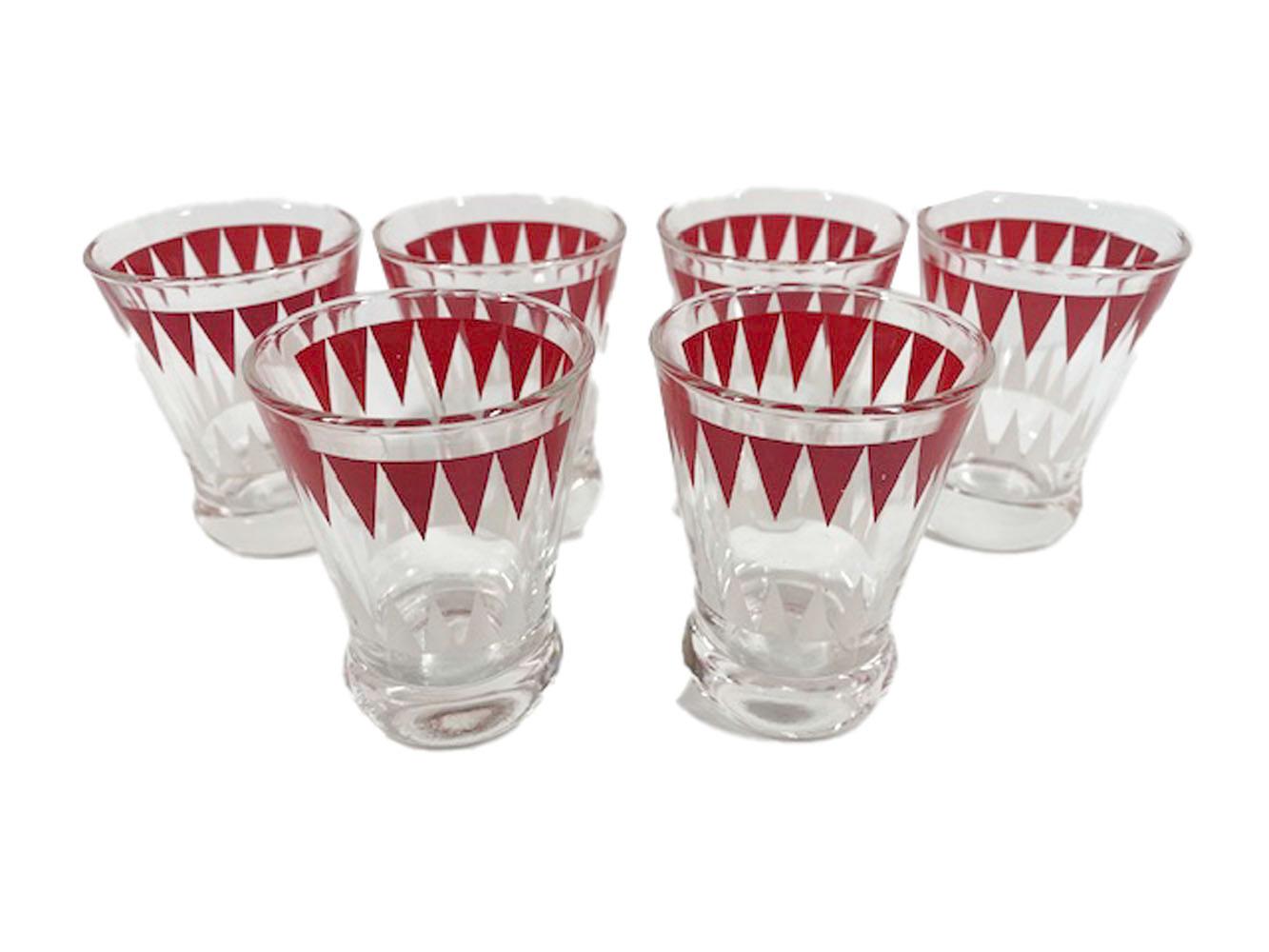 Americano Set di shaker da cocktail Art Deco con disegno geometrico di frecce bianche e rosse in vendita