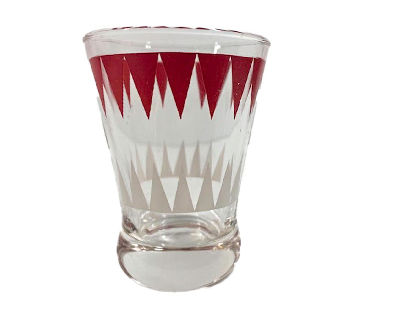 20th Century Art Deco Cocktail Shaker Set w/Geometric Red and White Arrow Design For Sale