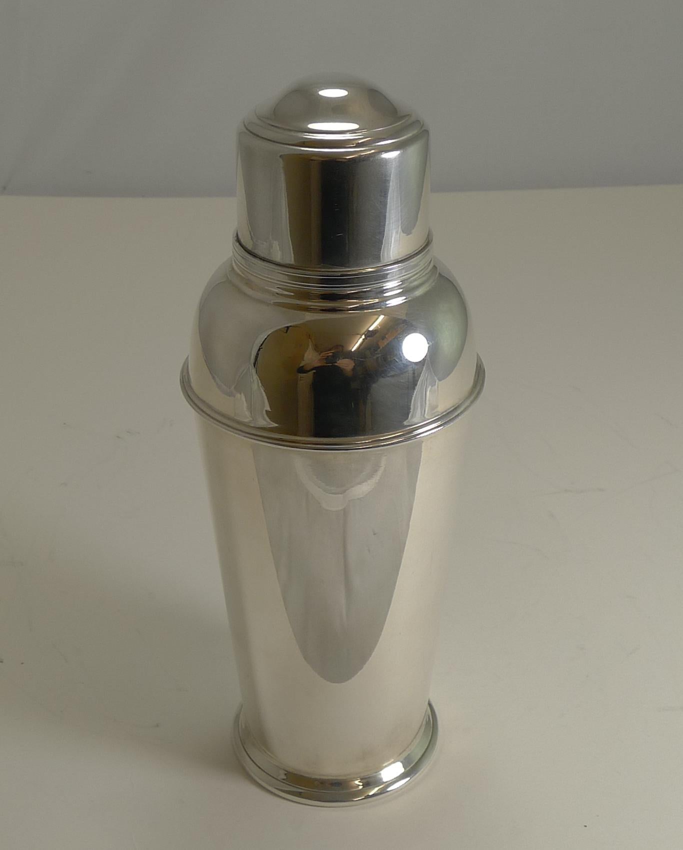English Art Deco Cocktail Shaker Signed Brufords, Exeter, circa 1930