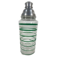 Art Deco Cocktail Shaker with Alternating Green and White Bands