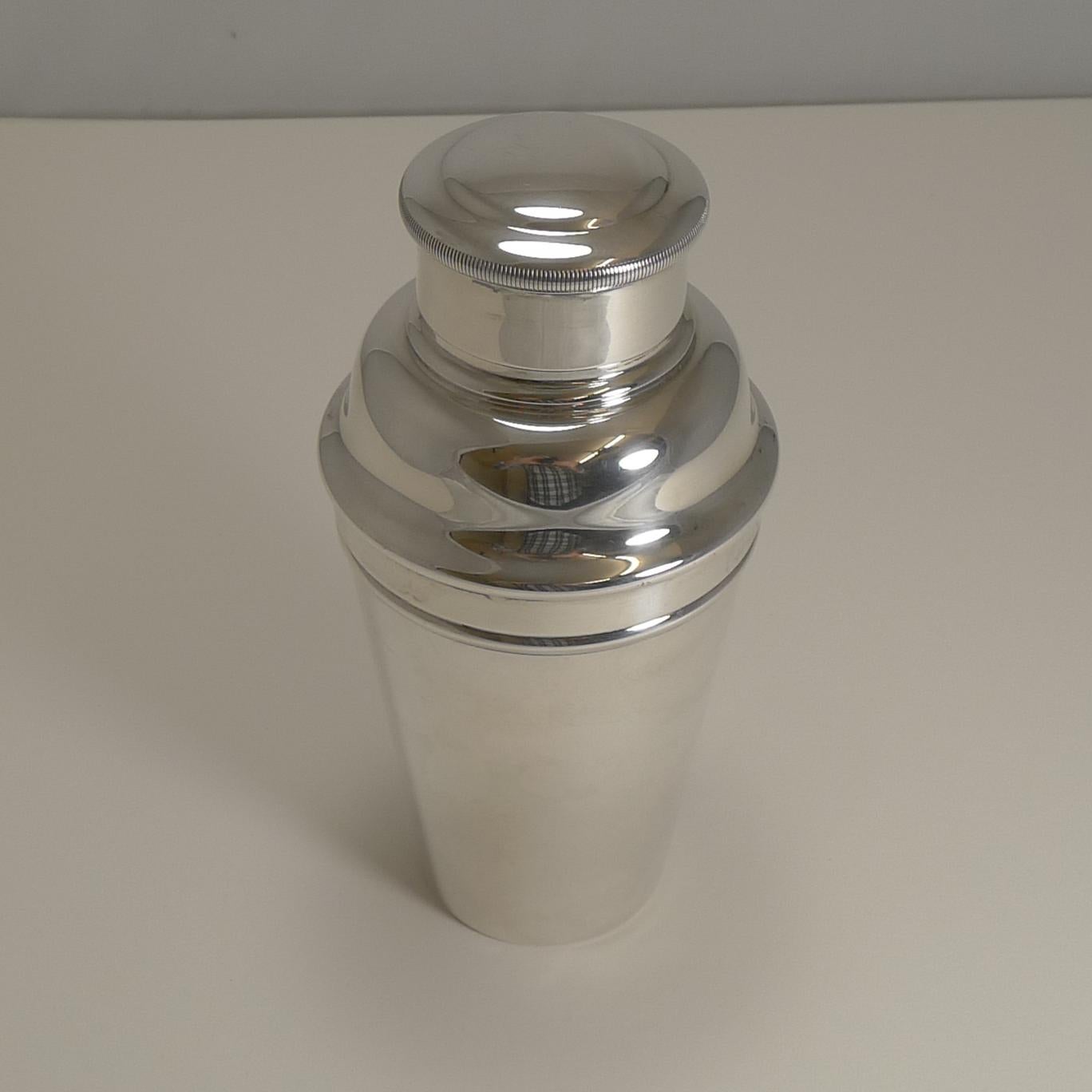 English Art Deco Cocktail Shaker With Integral Ice Crusher by William Sturtcliffe
