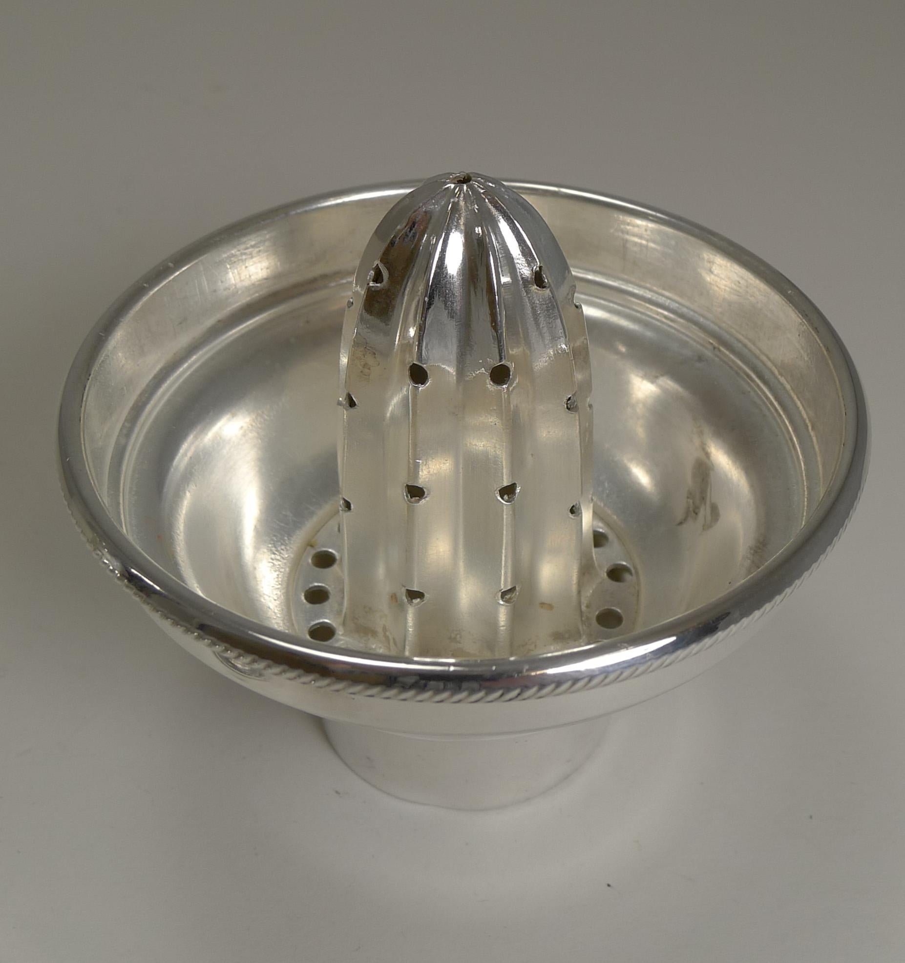 Silver Plate Art Deco Cocktail Shaker with Lemon Squeezer, Goldsmith's & Silversmiths