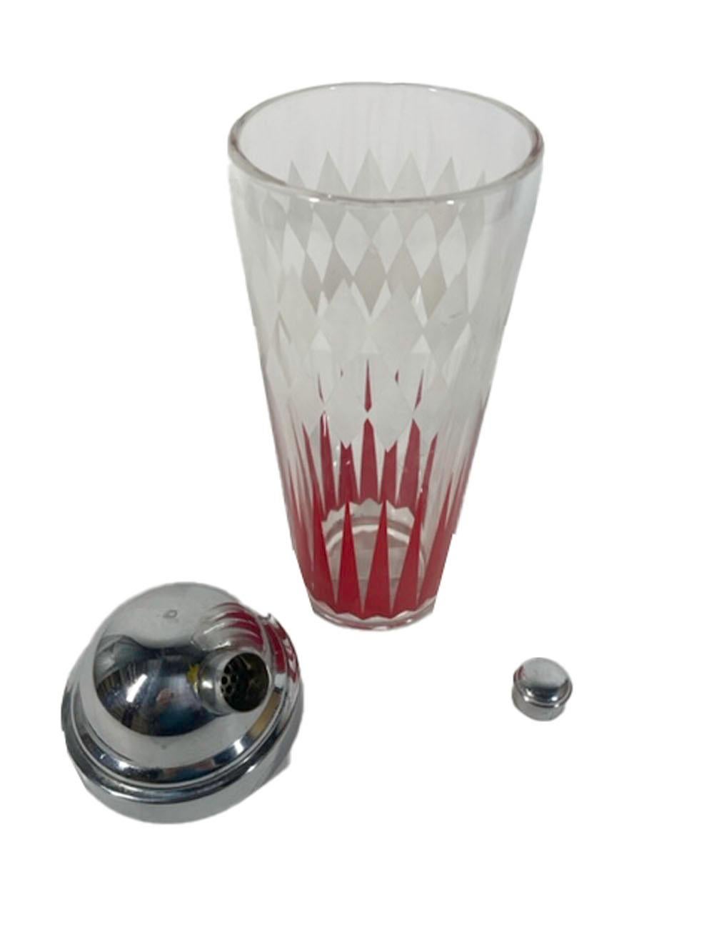 Art Deco Cocktail Shaker with White Diamonds over Red Arrows 1