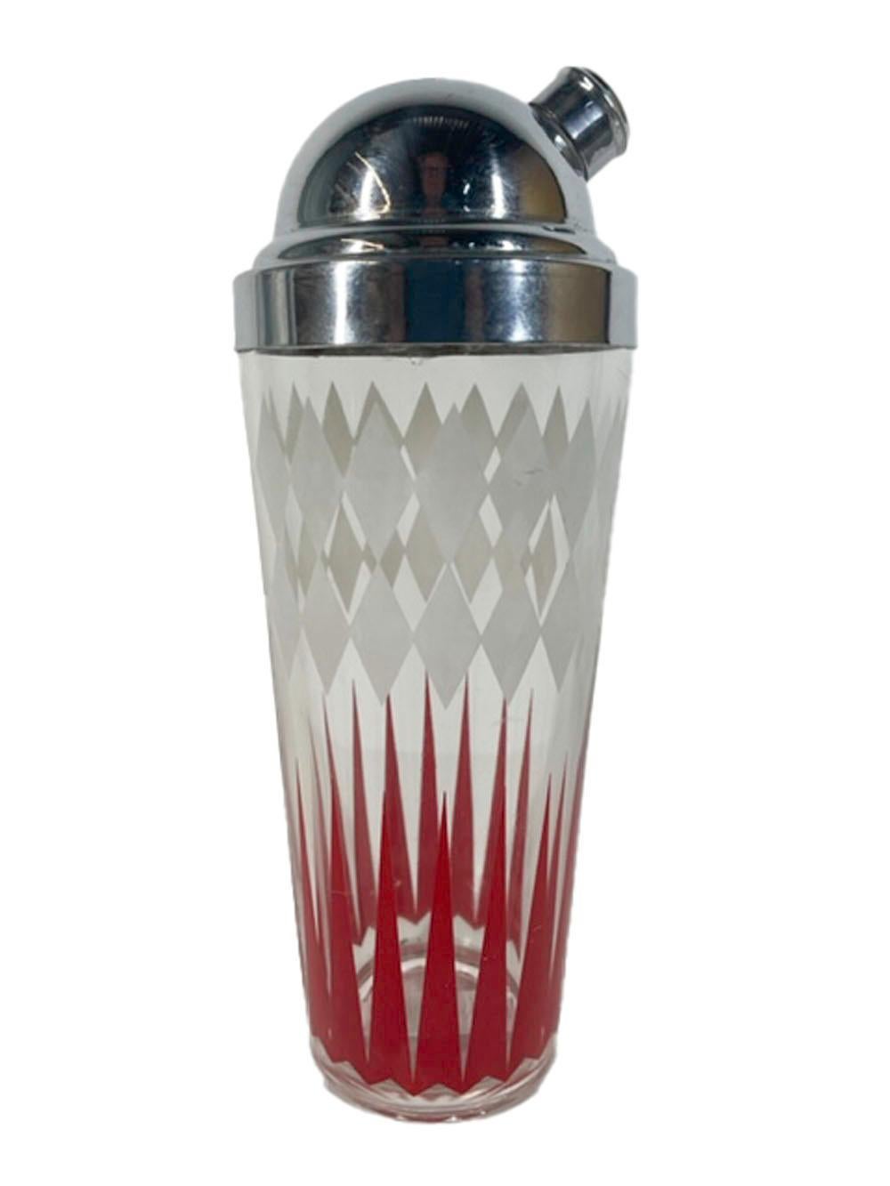 Art Deco Cocktail Shaker with White Diamonds over Red Arrows 2