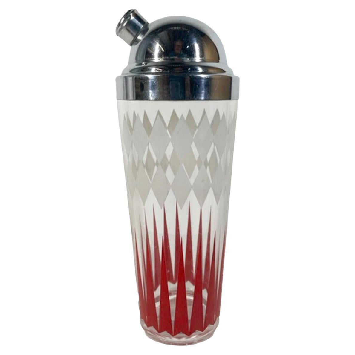 Art Deco Cocktail Shaker with White Diamonds over Red Arrows For Sale at  1stDibs
