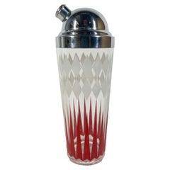 Antique Art Deco Cocktail Shaker with White Diamonds over Red Arrows