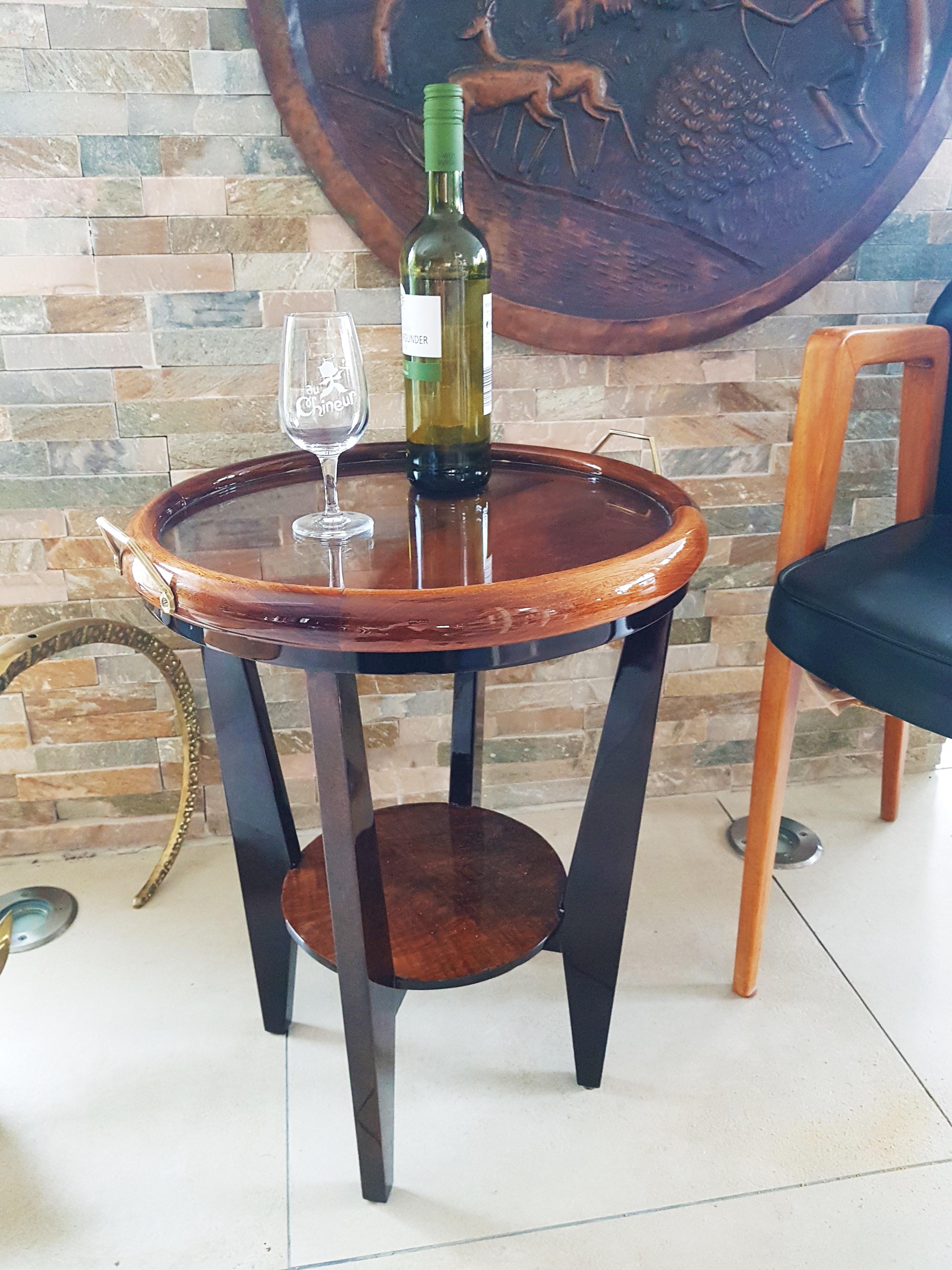 Walnut Art Deco Cocktail Side Tray Table, France, 1930s