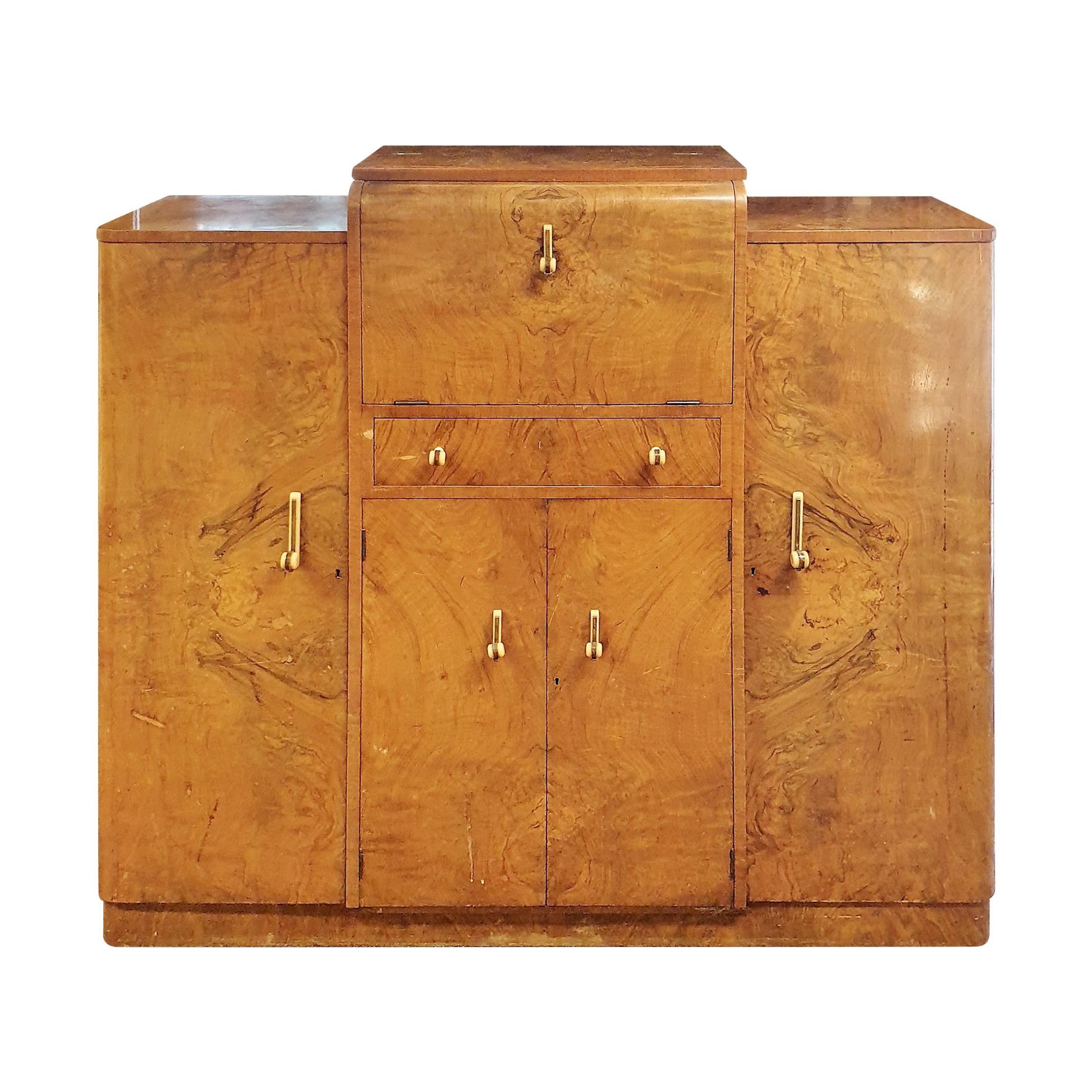 Art Deco Cocktail Sideboard Attributed to Epstein in Walnut For Sale