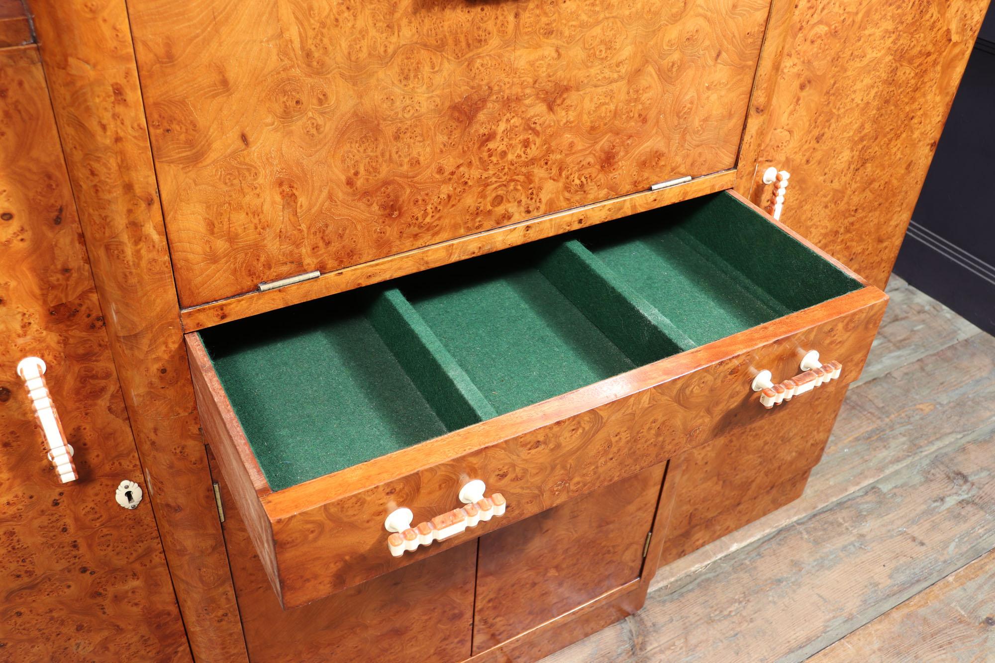 Walnut Art Deco Cocktail Sideboard