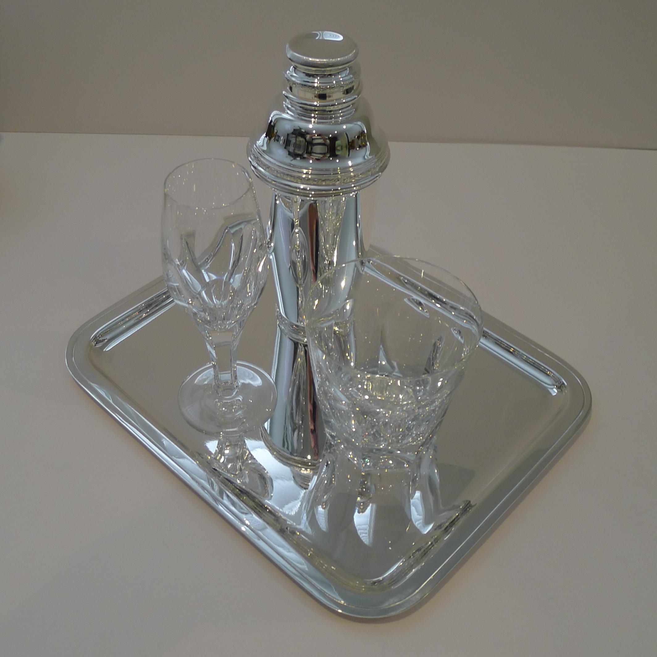 Silver Plate Art Deco Cocktail Tray by Ravinet d'Enfert, Paris c.1940 For Sale