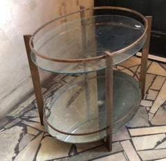 Art Deco Coctel table in bronze, glass and mirror,  1920, French