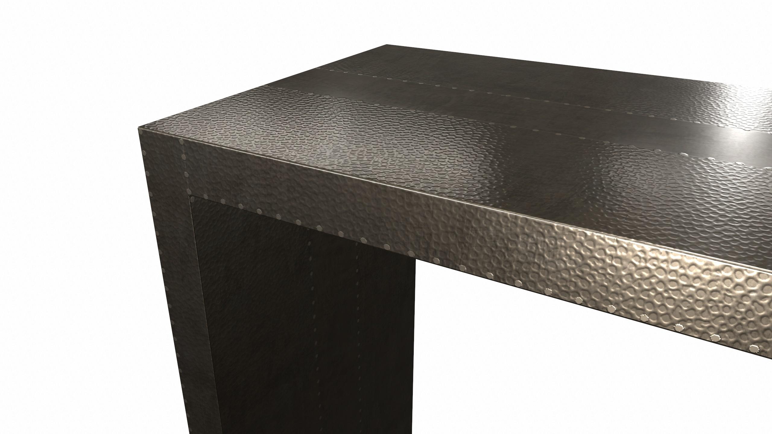 Other Art Deco Coffee and Cocktail Console Tables in Antique Bronze Mid. Hammered  For Sale