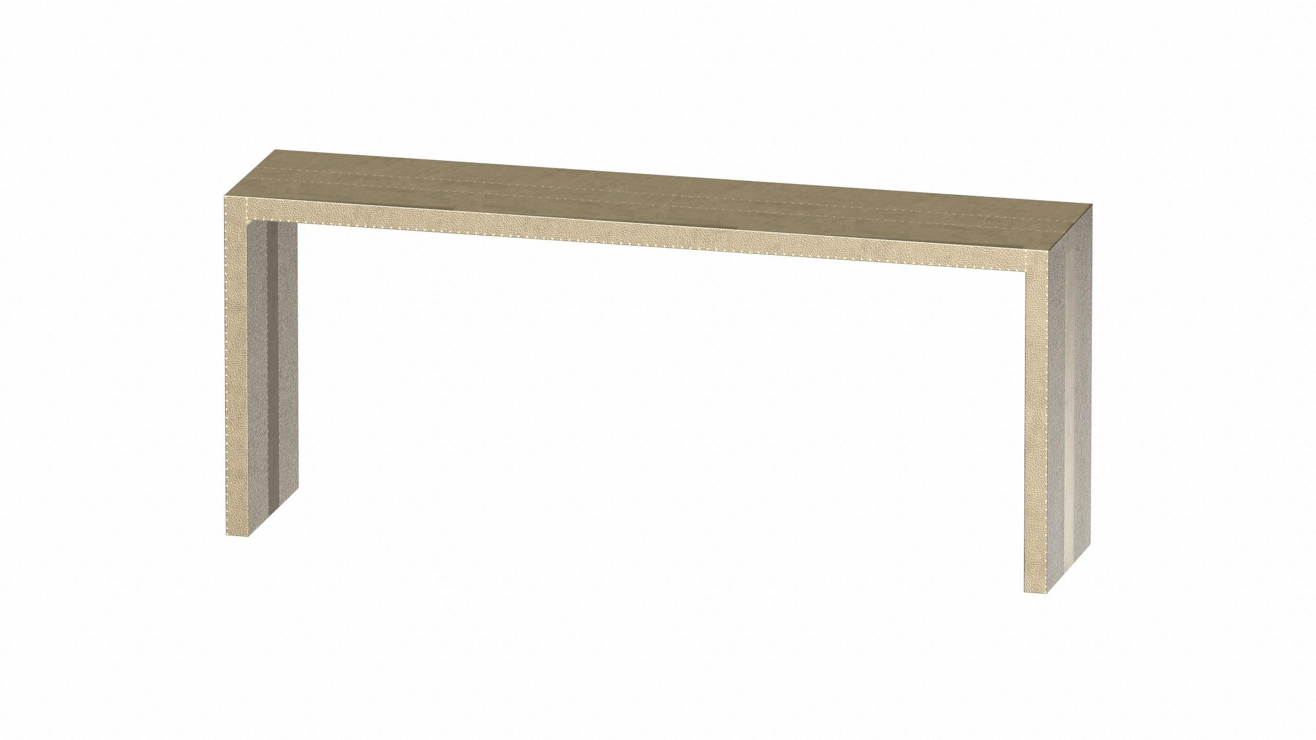 Art Deco Coffee and Cocktail Console Tables in Fine Hammered Brass  For Sale 3