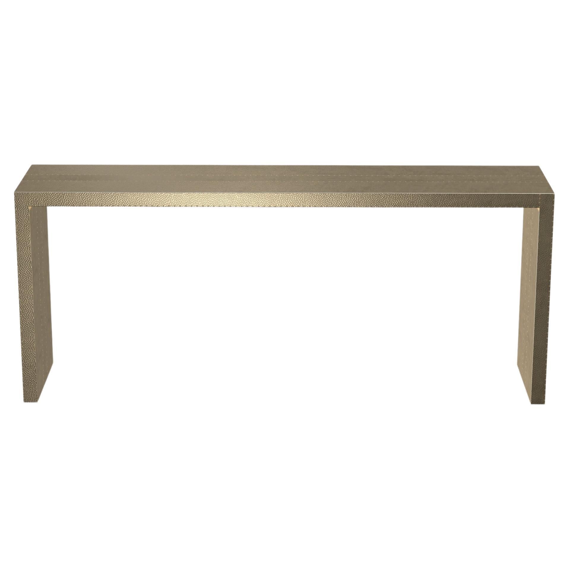Art Deco Coffee and Cocktail Console Tables Mid. Hammered in Brass  For Sale